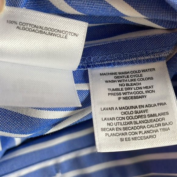 Jones New York Dress Women Size S Blue White Striped Button Front Shirt Dress - Picture 12 of 12